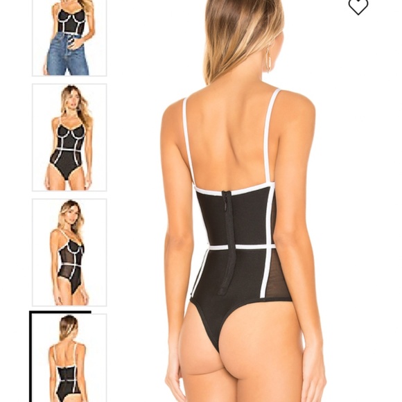 Superdown Harlow Bandage Mesh Bodysuit from revolve black white contrast - Picture 5 of 5